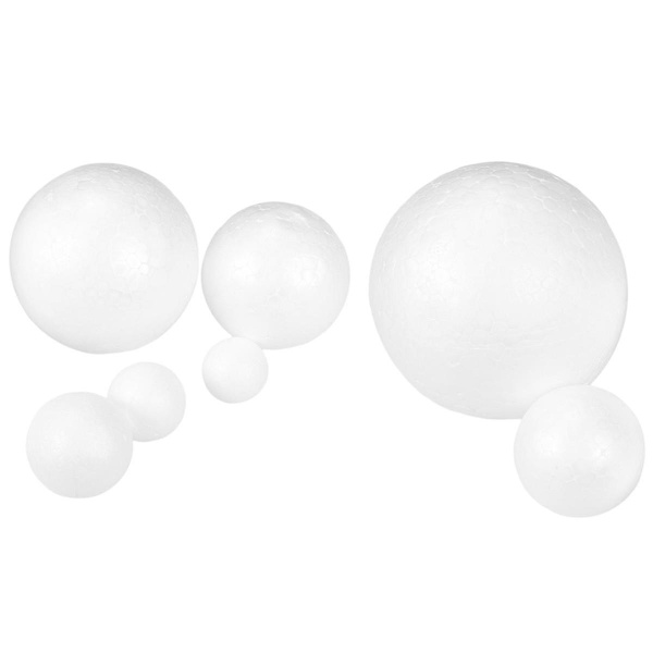 130-pack hantverksbollar av skum, 7 storlekar inklusive 1-4 tum, polystyren släta runda bollar, skumbollar f  (FMY) White