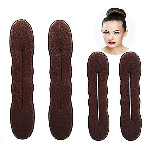 Magic Hair Bun Maker 4 Pack (2 små, 2 stora) Skumbunsformare Tillbehör Stark Flexibel Återanvändbar  (FMY)