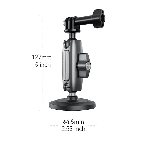 Magnetisk Actionkamerafäste i Aluminiumlegering, 360° Justerbar, 1/4 Adapter för (FMY)