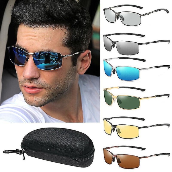 Fotokromatiske polariserede solbriller Uv400 Pilot Sport Driving Eyewear til mænd (FMY)