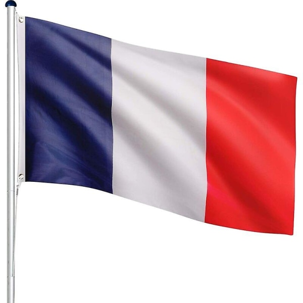 Frankrigs flag med 2 metalrør, vejrbestandig - fransk nationalflag 90 x 150 cm, trefarvet (FMY)