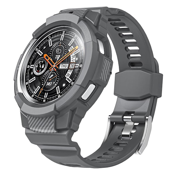 For Samsung Galaxy Watch4 Classic 46mm TPU Watch Strap Justerbar Band med Integrert Watch Case  (FMY) Dark grey Samsung Galaxy Watch4 Classic