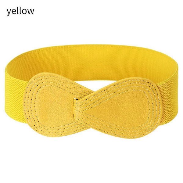 Mode Kvinder Bred Krog Udsøgte Taljebælter Taljerem Sløjfe Taljebånd Elastiske Bælter (FMY) yellow