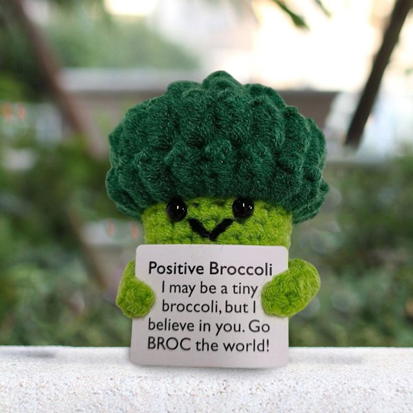 1/2 st positiv virkad grönsak med uppmuntrande kort emotionellt stöd handgjord stickad morot broccoli leksak docka barn vuxna present (FMY) B
