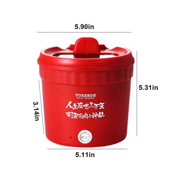Mini Riskokare, Elektrisk Gryta, Portabel Mini Ramengryta För Ångkokning, Wokning, Gröt Och Nudelsoppa (FMY) Red
