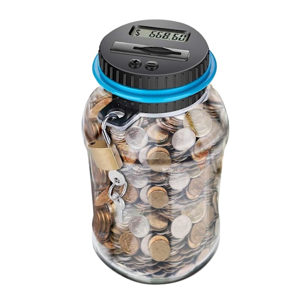 Spargris med Lås LCD Digital Räknare 2,5L Kapacitet Transparent Plast Säker Mynt Spargris (FMY) C