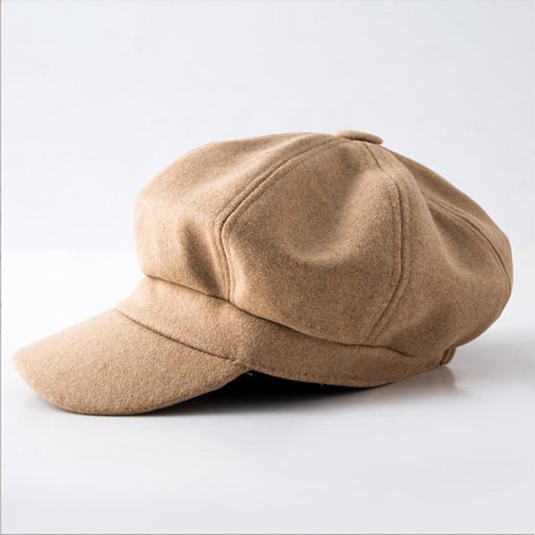 Dame Herre Vintage Beret Luer Baker Boy Peaked Newsboy Lue Vinter (FMY) Camel