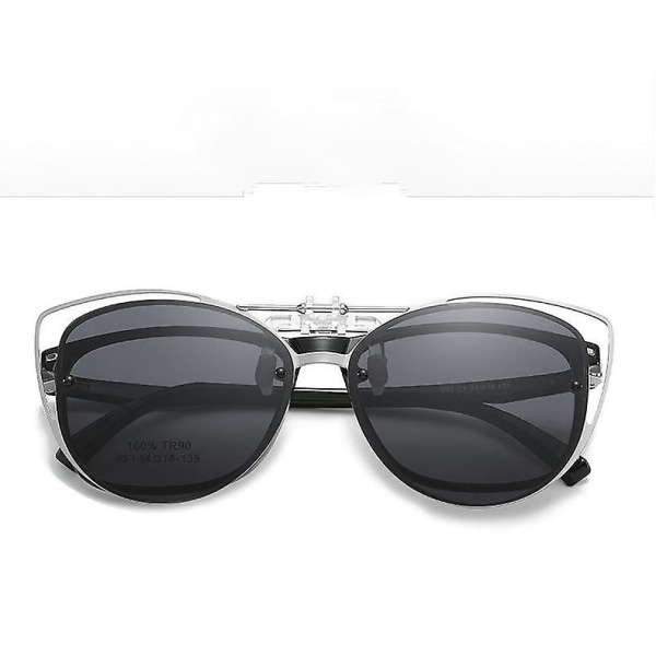 Polariserede damesolbriller med klip-på-klip med funktionsegnet, vintage Cat Eye udendørs solbriller til damer - lysegrøn (FMY)