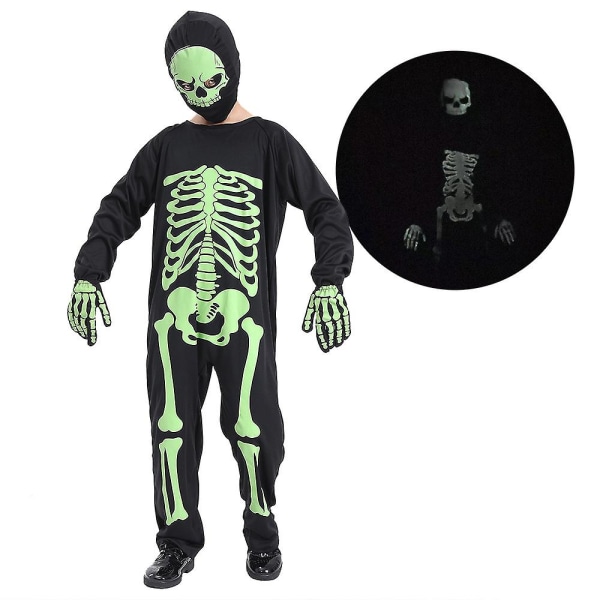Läskigt glödande skelett Prestanda Kläder Mode Rolig Cosplay-kostym för barn för barn Flickor Pojkar (FMY)