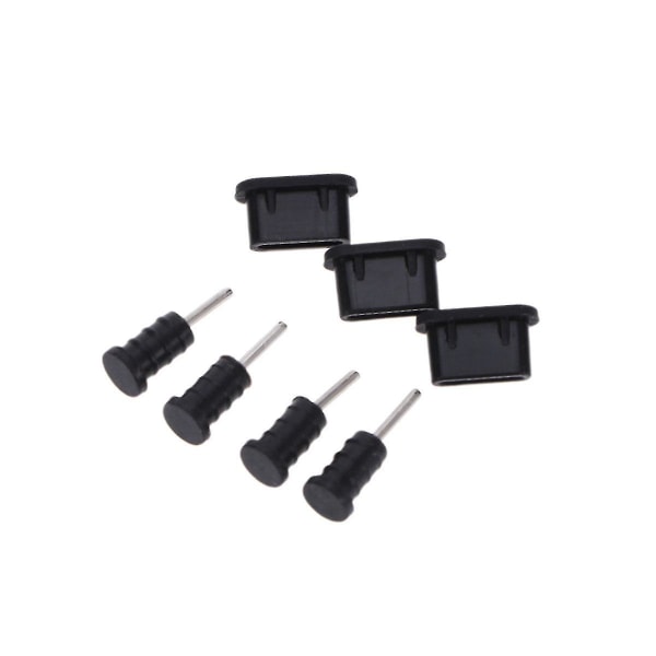 10 par USB Type C Anti Dust Protective Cover Silicon Port Plug Cover (sort) (FMY)