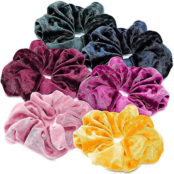 Hårskrubb Sammet Elastiska Hårband Scrunchy Hårsnoddar Rep Scrunchie (Slumpmässig Färg)  (FMY)