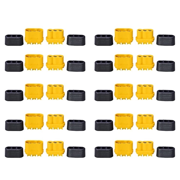 10 par MR60 MR 60 brandsikret hun-han tre-core stik med kappe 3,5 mm messing forgyldt til Lipo ESC RC-model (FMY) BlackYellow