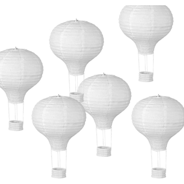 6 stk hvid varmluftsballon papirlanterner Dekorativ ballonlampeskærm Papirdekoration til bryllupsfejring Fødselsdagsfest (FMY)
