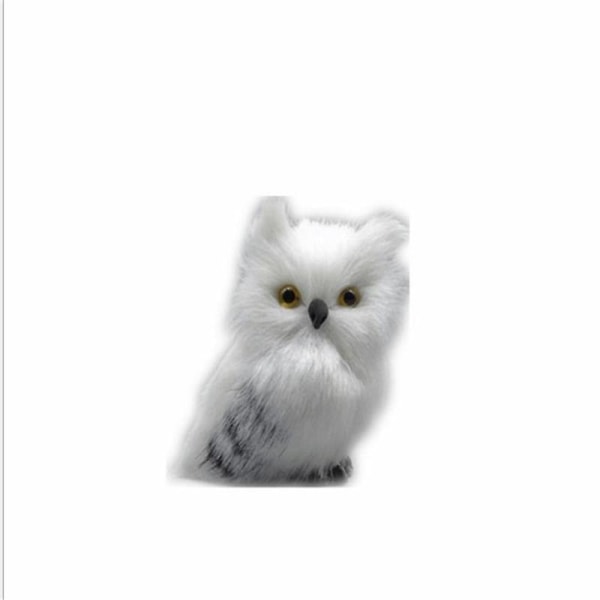 Muoviset keinotekoiset pöllökornamentit Miniatyyri pehmolelu Valkoinen musta karvainen pöllö Käsintehty lahja juhlahuoneen sisustukseen (FMY)