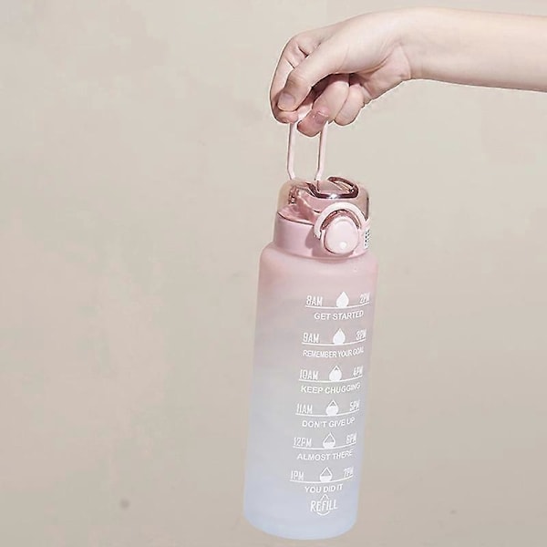 1 Liters Motiverande Vattenflaska Noozle med Tidsmarkering Läcksäker Sportvattenflaska för Gym Camping Tour  (FMY) Green 1000ML