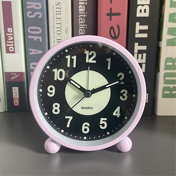 Tyst Sängklocka | Tickfri | Glow-in-the-Dark Sovrums Klocka (FMY) pink