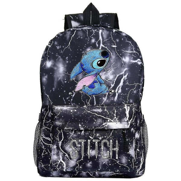 Unisex Tegneserie Stitch Print Rygsæk Studerende Skole Taske Rejsetaske_x  (FMY) Lightning grey