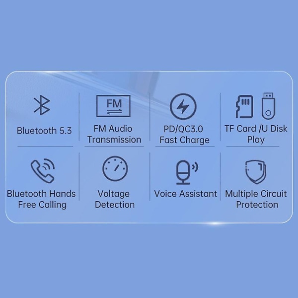 1st bil Bluetooth 5.3 Fm-sändare Pd3.0 + Qc 3.0 Snabbladdare Radiomusikadapter Trådlös bil Mp3-spelare Support Aux Audio Mode (FMY)