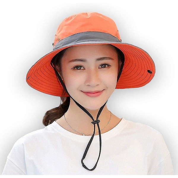 Kvinners Solhatt Sommer Bøttehatt UV-beskyttelse Foldbar Mesh Bredbrem Hatter For Strand Utendørs Fiske Reise Fotturer  (FMY) Orange