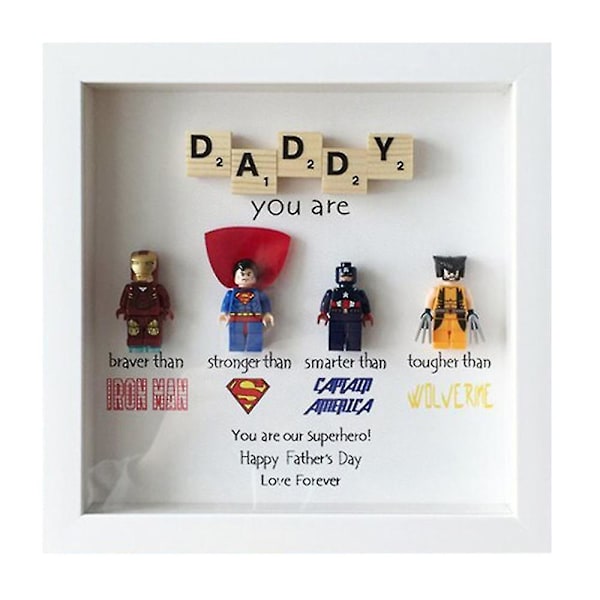 Superhero-valokuvakehyksen seinätaide Retro-piirretty hahmo Perheen koriste (FMY) White Family 4
