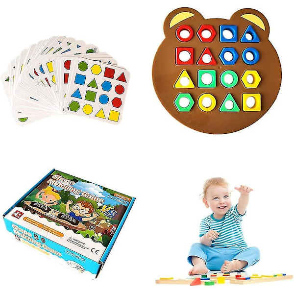 Formmatchningsspel Färg Sensorisk Pedagogisk Leksak, Barnpussel Geometrisk Form Snabbmatchningstavla, utan Klocka - Snngv  (FMY) Brown Without Bell