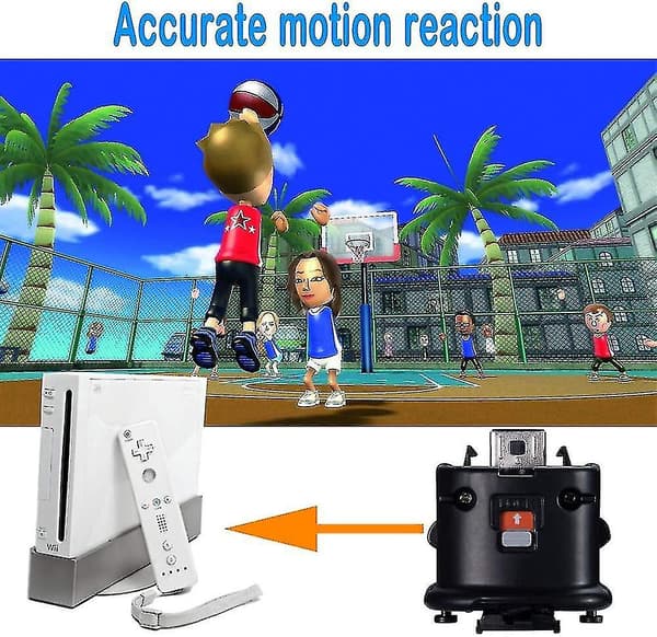 2 Motion Plus Adapter Sensor til Wii Remote Controller, Motion Plus Adapter Accelerator Erstatning til Wii Motion Plus Adapter (FMY) Black