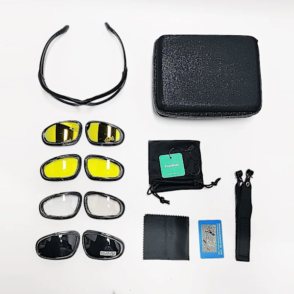 Enzodate Military Dirt Bike Atv -lasit Polarisoitu 4 Linssin Sarja Ulkoilulajit Moottoripyörälasit Sotapeli Armeijan Aurinkolasit  (FMY) polarized