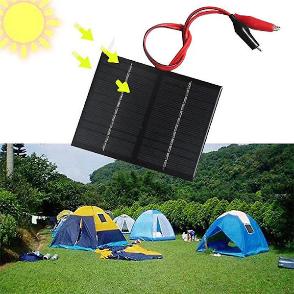 12V 1,5W solpanel med klämma laddning batterisystem polykristallin solpanel för små hushållsapparater (FMY) Black