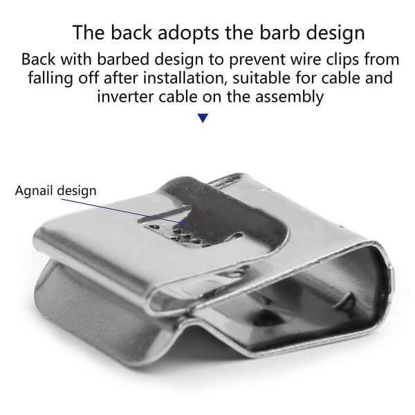 50x Solcellepanel Kabelklips/klemme i rustfritt stål for installasjon av 2 solcellepaneler