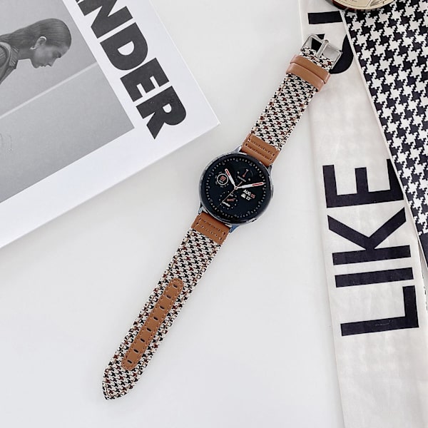 20mm Denim Nahkainen Rannekoru (FMY) Black Brown Grid
