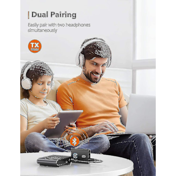 TaoTronics Bluetooth 5.0 Sändare/mottagare - 2-i-1 Trådlös Ljudadapter (aptX Låg Latens)  (FMY)