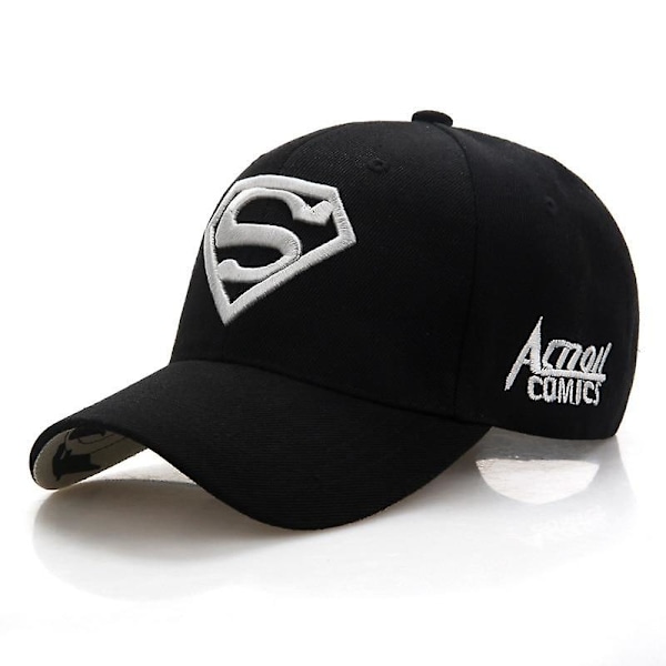 Kirjain Superman, rento ulkoilulippis, Snapback-lippikset (FMY) Black.White Adjustable