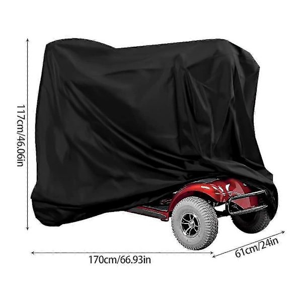 Kraftig Beskyttelsestrekk for Elektrisk Rullestol, 190d Oxford Vanntett Oppbevaringstrekk for Rullestol Anti-Støv Motorsykkel Beskyttelsestrekk NAG(FMY) 170*61*117CM