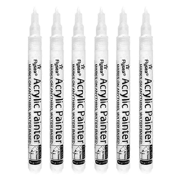 FLYSEA FS-055 6-pack Akrylpennor Svart Färgpennor för Glas, Papper, Sten (FMY) Multicolor Style A