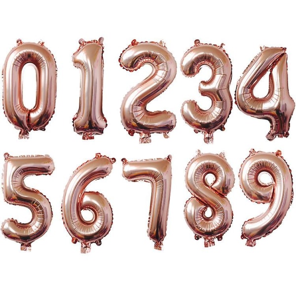 32 tums nummerfestdekorationer folieballonger, storlek, färg 0, roséguld (FMY)