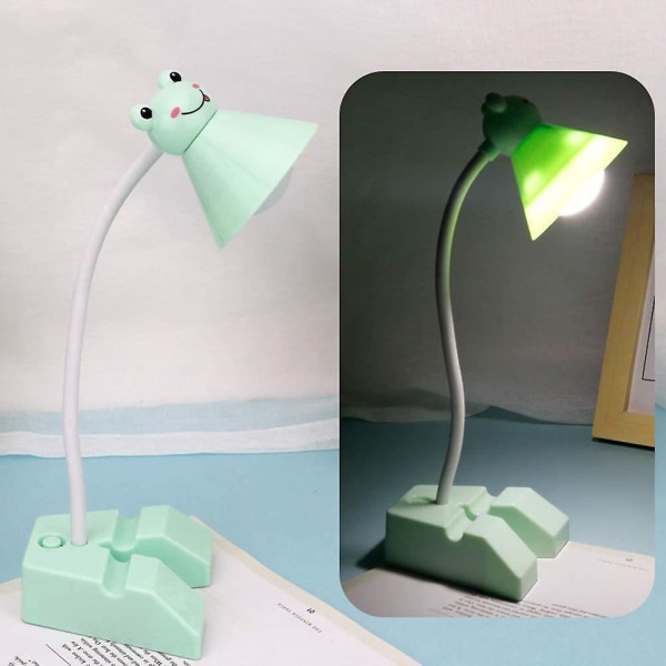Bordnattlampe for soverom, minibarn tegneserie sammenleggbar led skrivebordslampe usb-ladelampe Leseøyebeskyttelseslampe for barn (grønn frosk)