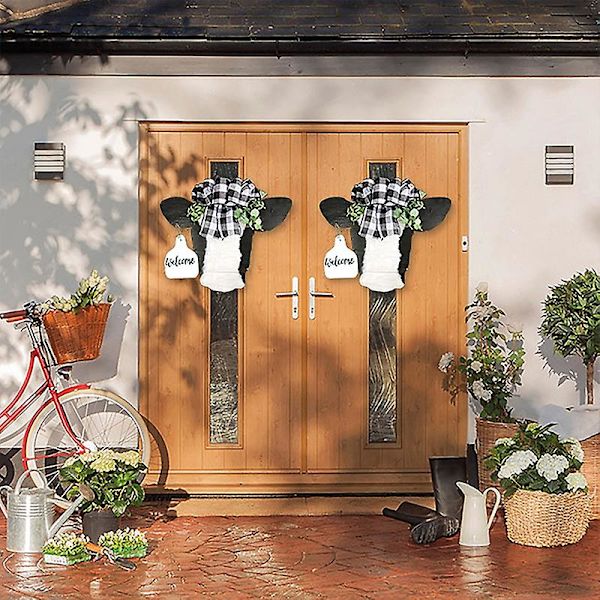 Välkommen Veranda Skylt Ko Huvud Forma Diy Hantverk Akryl Prydnadsdörr Hängare För Hem  (FMY) Black White