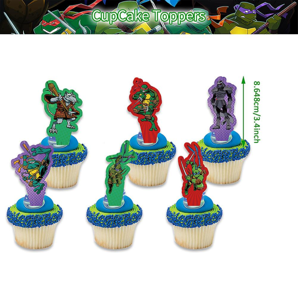 Festinredning Teenage Mutant Ninja Turtles Theme Party Supplies Set Banner Drag Flag Balloon Kit Cake Cupcake Toppers (FMY)