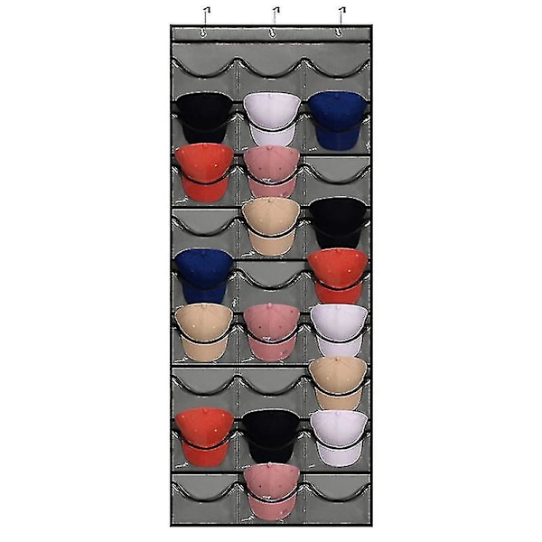 Hattestativ for baseballcaps med 27 lommer, hattorganisator for skapvegg, svart (FMY) black