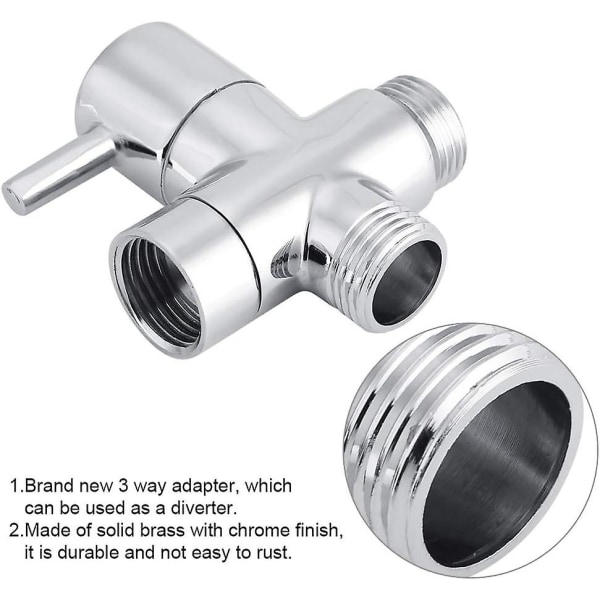 3-veis T-formet slangedeler Holdbar messingkrandeler Kromfinish Termostatisk blandebatteri for veggmontert hånddusj (DPD)