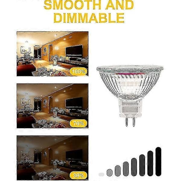 MR16 Spotlys 12v 20w Pære GU5.3 Pære Dimbar 2-polet Halogenpærer Varmt Hvit 2700k Pakke med 12 (mr16-20w-12p)  (FMY)