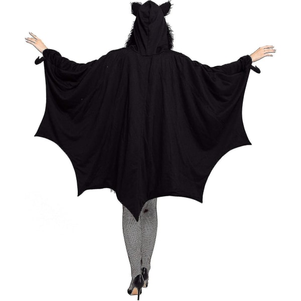 Halloween Kostume Kvinder Bat Cozy Sort Dyr Voksen Cosplay Vampyr Lynlås Kjole (FMY) S