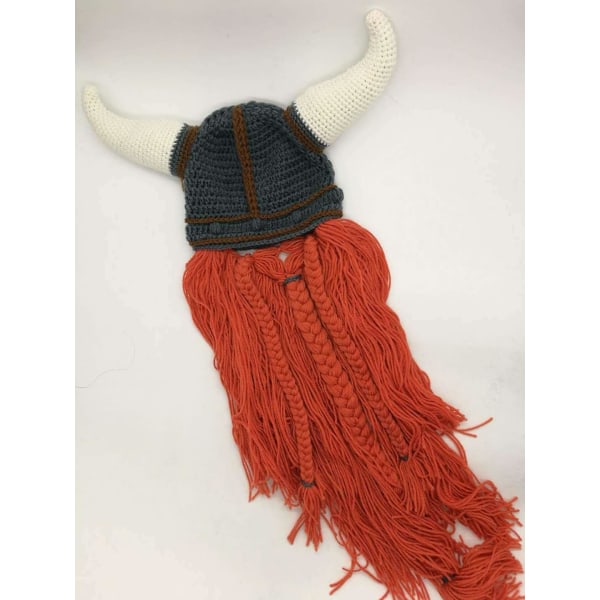 Personligt festtilbehør, sjov hat med langt skæg og skarpe horn, efterårs- og vinteruldspynt til Halloween (FMY)