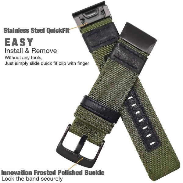 22 Mm Nylon Strap Is Suitable For Garmin Fenix 5/fenix 6 (green)  (FMY)