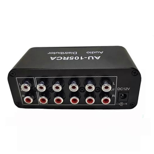 HiFi Stereo RCA Audio Splitter/Selector 1-IN-5-OUT Audio Switcher med Volumenkontrol js  (FMY)