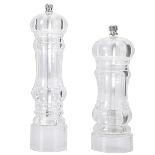 Manuell Pepparkvarn och Saltshaker Set - Transparent Justerbar Kvarn och Behållare - Akryl, Klar (FMY) Small*Large