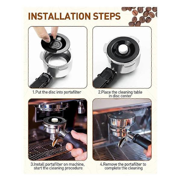 2 stk. Espresso Rengøringsdisk, 54mm Silikon Backflush Disk til Espresso Maskiner Tilbehør BES810BSS, BES840XL  (FMY) Black