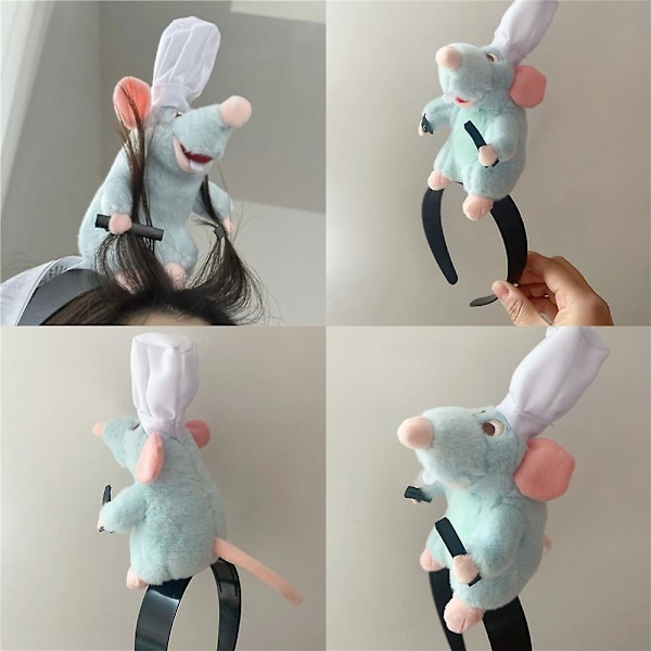 Disney Ratatouille Chef Remy Rotte Mus Plush Legetøjs Hårbånd Halloween Cosplay Party Props Kvinder Piger Julegave Fødselsdag (FMY)