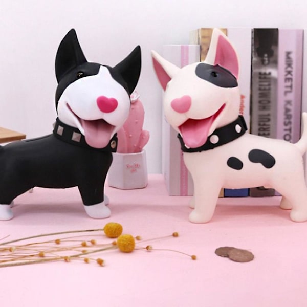 Söt Hund Spargris, Bullterrier Myntspargris Barnleksak Spargris Hundvalp Spargris för Flickor Pojkar Cartoon P  (FMY) Black White Pink A