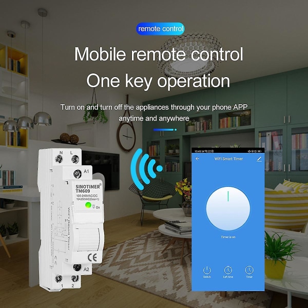 Sinotimer Tm609 Wifi Smart Timer Switch Tuya App -kaukosäädin Langaton lähtölaskenta-ajan kytkin kotiin (FMY)